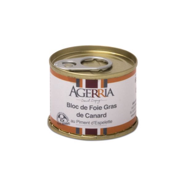 Bloc de foie gras de canard avec morceaux au piment d'Espelette 65g