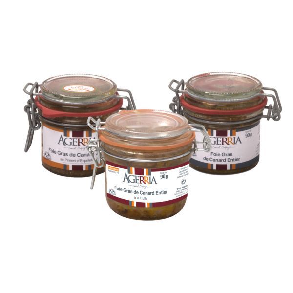 Trio foie gras mi-cuit 90g (nature, piment, truffe)