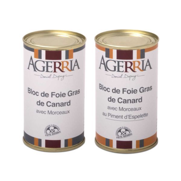 Lot 2 blocs de foie gras 200g (1 nature et 1 piment