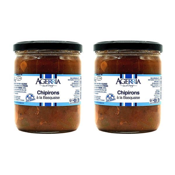 Lot de 2 bocaux de Chipirons à la Basquaise Lot de 2 bocaux de Chipirons à la Basquaise